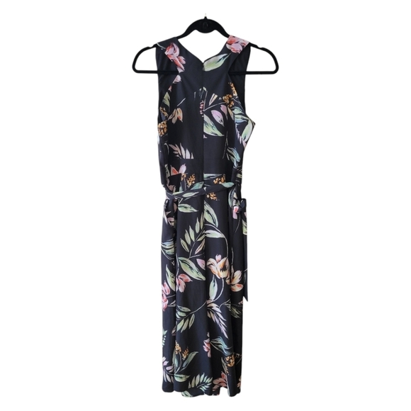 Vince Camuto Black Tropical Sleeveless Crop Jumpsuit Size Small - Picture 5 of 6